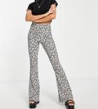 Topshop Tall Crinkle Flared Pants In Floral Print-multi