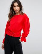 Asos 80's Batwing Crop Top With Belt Detail - Multi