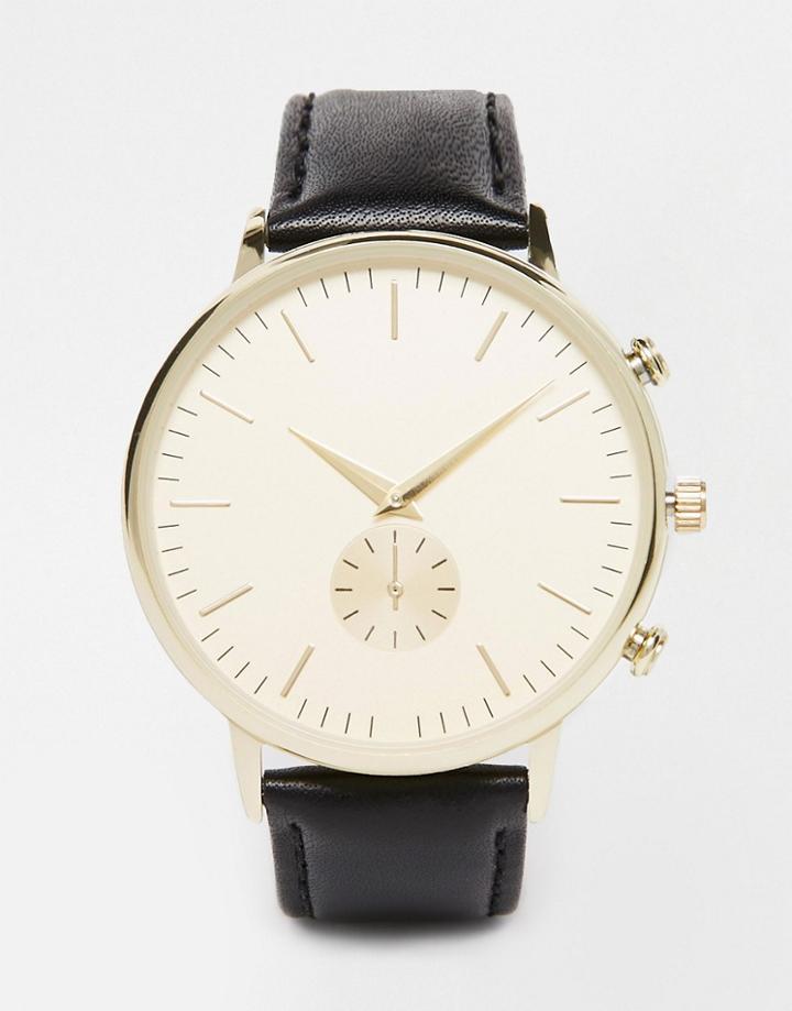 New Look Oversized Leather Watch - Black