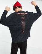 Asos Design Oversized Long Sleeve T-shirt In Washed Black With Front & Back Print