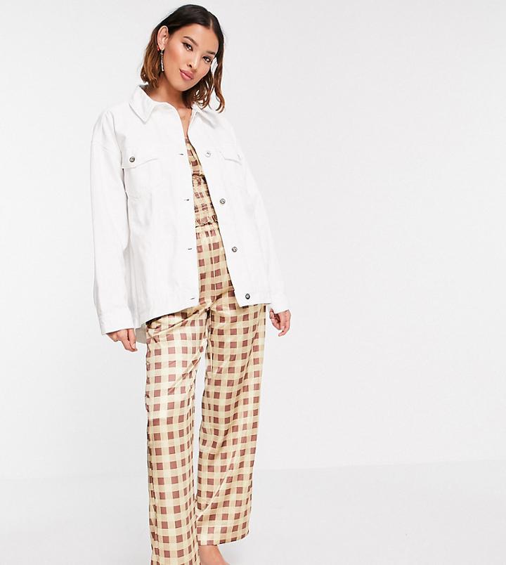 Collusion Denim Jacket With Dipped Hem In White