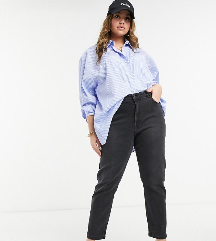 Vero Moda Curve Joana Ankle Length Mom Jeans In Black