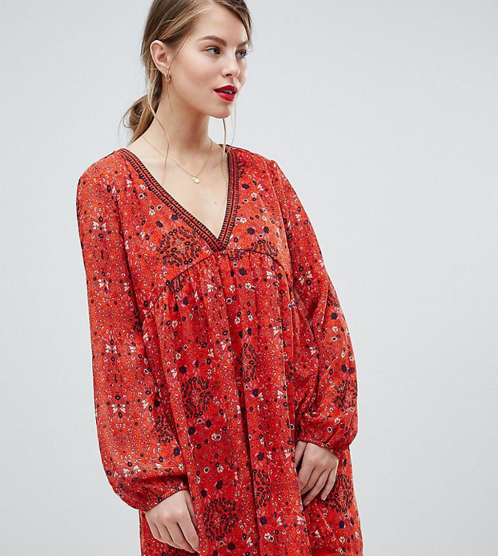 Vila Paisley Print Shift Dress - Orange