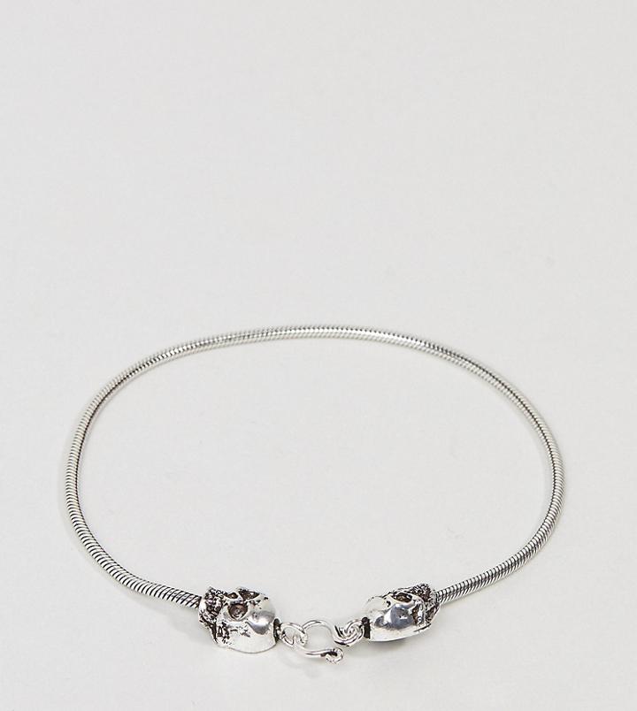 Reclaimed Vintage Inpsired Skull Chain Bracelet In Sterling Silver Exclusive To Asos - Silver