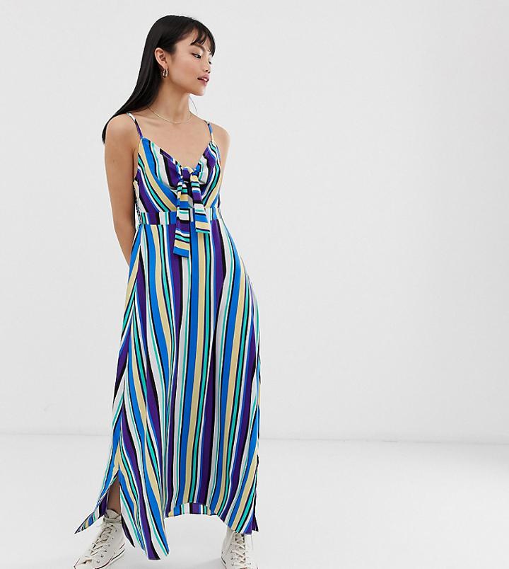 Brave Soul Petite Kate Maxi Dress In Stripe-multi