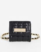 River Island Chain Strap Quilted Pouch Belt In Black