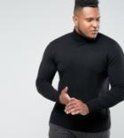 Gianni Feraud Plus Premium Roll Neck Fine Gauge Sweater - Black