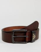 Armani Jeans Leather Logo Belt In Brown - Brown