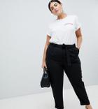 Asos Design Curve Woven Peg Pants With Obi Tie-black