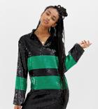Collusion Sequin Mini Rugby Dress - Black