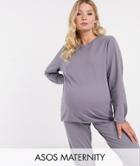 Asos Design Maternity Tracksuit Ultimate Sweatshirt / Sweatpants With Tie In Organic Cotton In Slate-blues