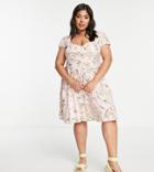 Asos Design Curve 90s Mini Tea Dress In Pink Floral Print-multi