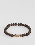 Icon Brand Brown Beaded Bracelet With Antique Gold Finish - Gold