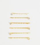 Designb London Exclusive 6-pack Hair Pins With Mixed Pave Crystals-gold