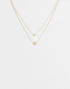 Asos Design 2-pack Necklaces With Heart And Disc In Gold Tone