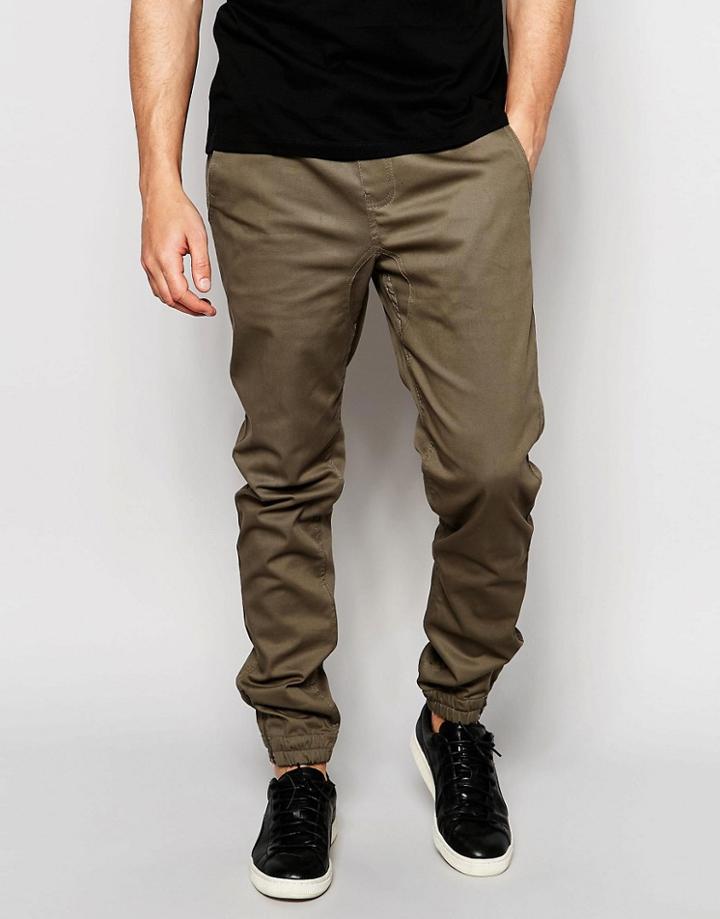 Criminal Damage Cuffed Chinos - Olive