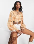 Violet Romance Crop Top In Plaid-multi