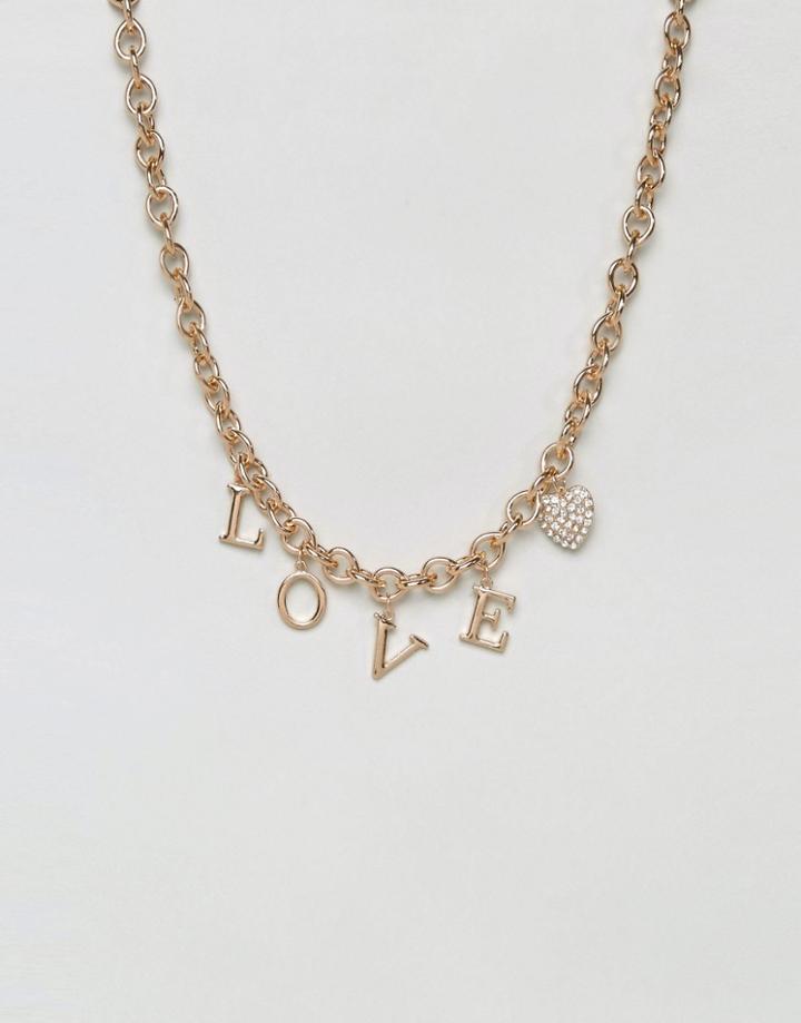 New Look 90's Love Chain Necklace - Gold