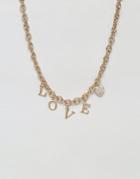 New Look 90's Love Chain Necklace - Gold