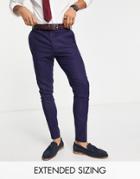 Asos Design Wedding Linen Mix Super Skinny Smart Pants In Navy
