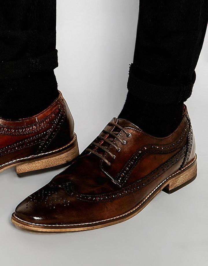 Base London Durham Leather Derby Brogues - Brown
