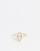 Asos Design Pinky Ring With Crystal Eye In Gold Tone