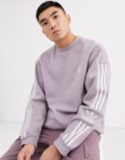 Adidas Originals Sweatshirt With Lock Up Logo In Lilac-purple