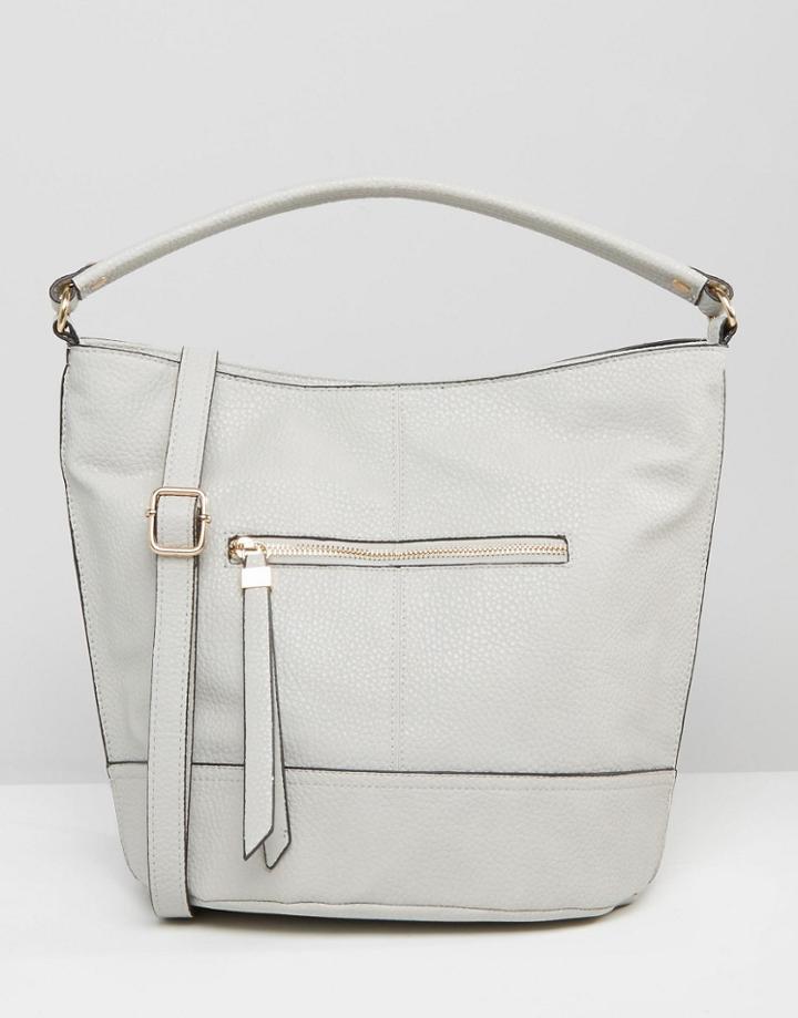 Oasis Leather Look Shoulder Bag - Gray