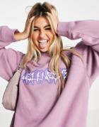 Weekday Joie Cotton Graphic Print Oversized Sweatshirt In Purple - Purple