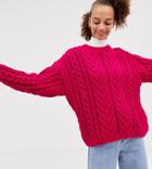 Collusion Cable Knit Sweater-pink