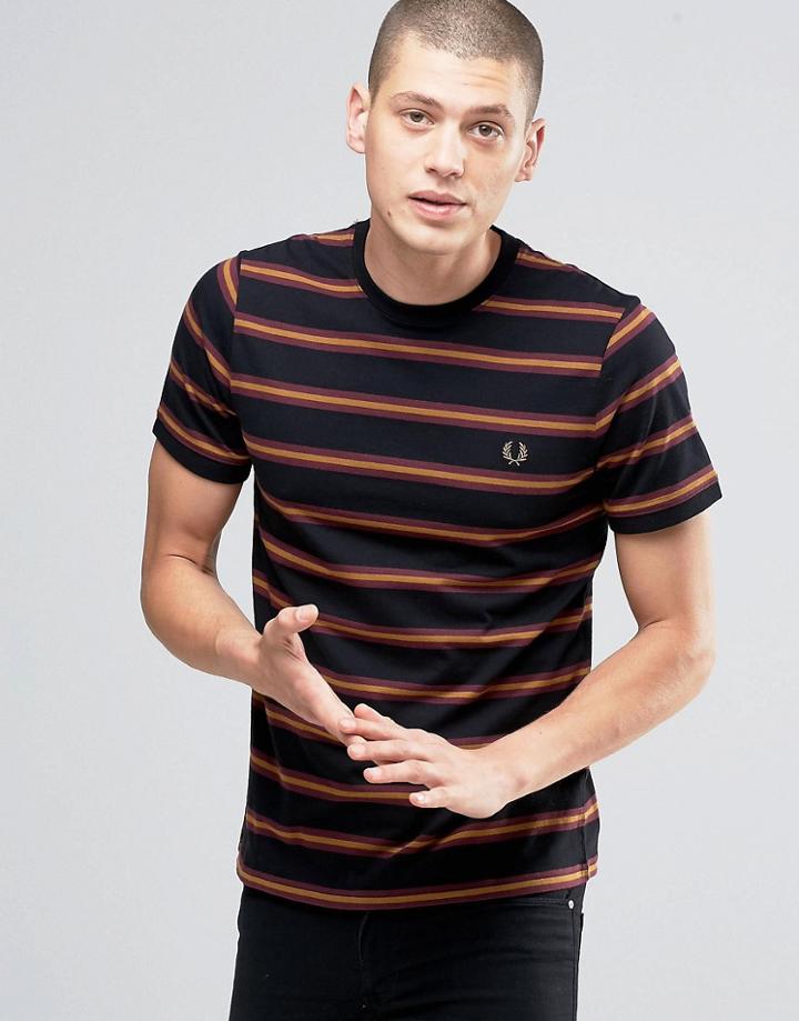 Fred Perry T-shirt With Stripe In Black - Black