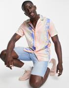 Asos Design Revere Shirt In Summer Baroque Border Print-multi