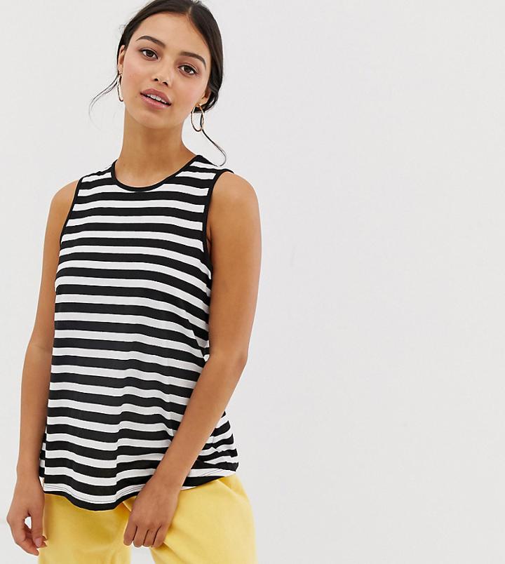 Asos Design Petite Sleeveless Swing Tank In Stripe - Multi