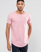 Siksilk Logo T-shirt With Curved Hem - Pink