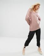 Asos Sweater In Oversized With V Neck - Pink