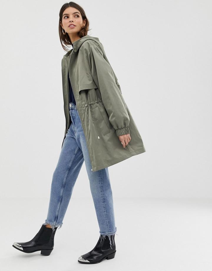 Asos Design Lightweight Parka With Jersey Lining-green