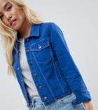 Brave Soul Petite Harris Raw Colored Denim Jacket - Blue