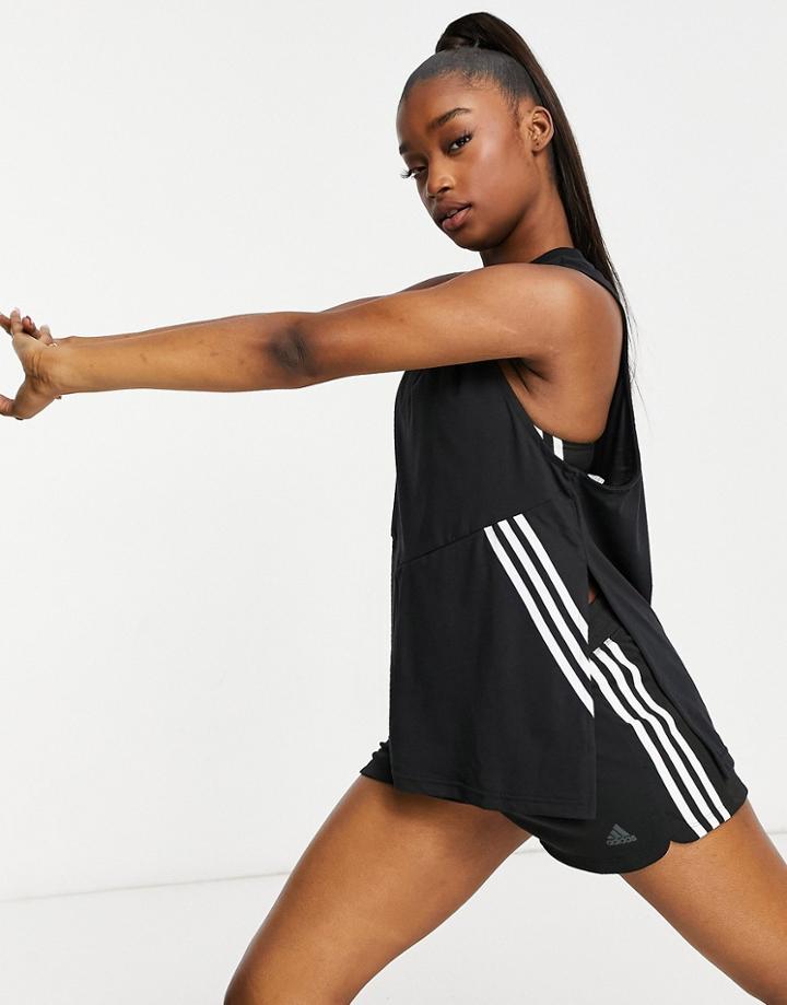 Adidas Training 3 Stripe Tank In Black
