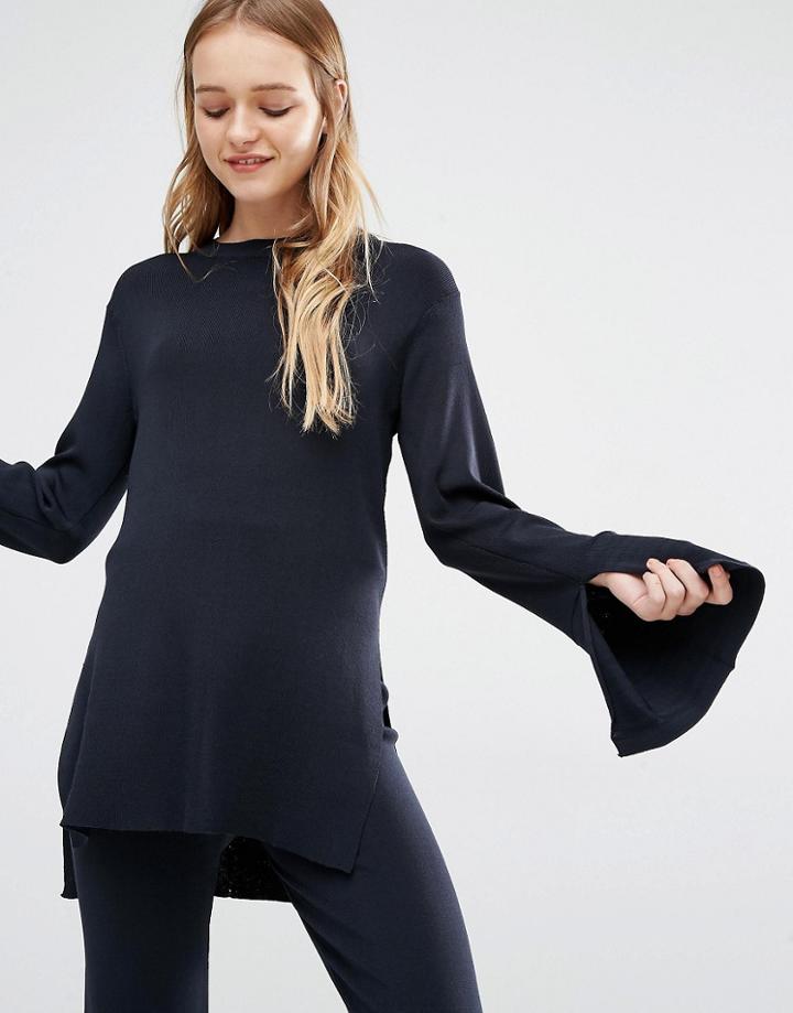 Adpt Co-ord Top With Split Sleeves - Navy