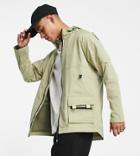 South Beach Man Utility Pocket Lightweight Waterproof Parka In Olive-green