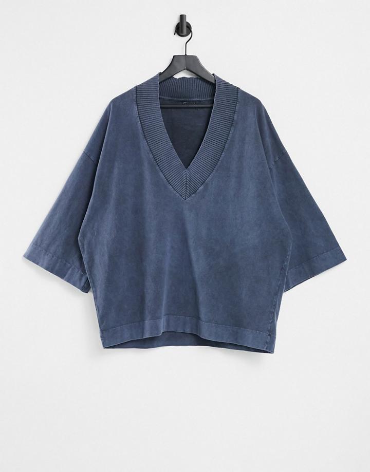 Asos Design Oversized Heavyweight T-shirt In Blue Acid Wash-blues