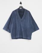 Asos Design Oversized Heavyweight T-shirt In Blue Acid Wash-blues
