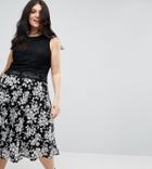 Uttam Boutique Plus Contrast Lace Shift Dress - Black