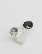 Krystal Swarovski Crystal Double Pear Open Rings - Black