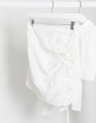 Rare London Ruched Mini Skirt Two-piece In White