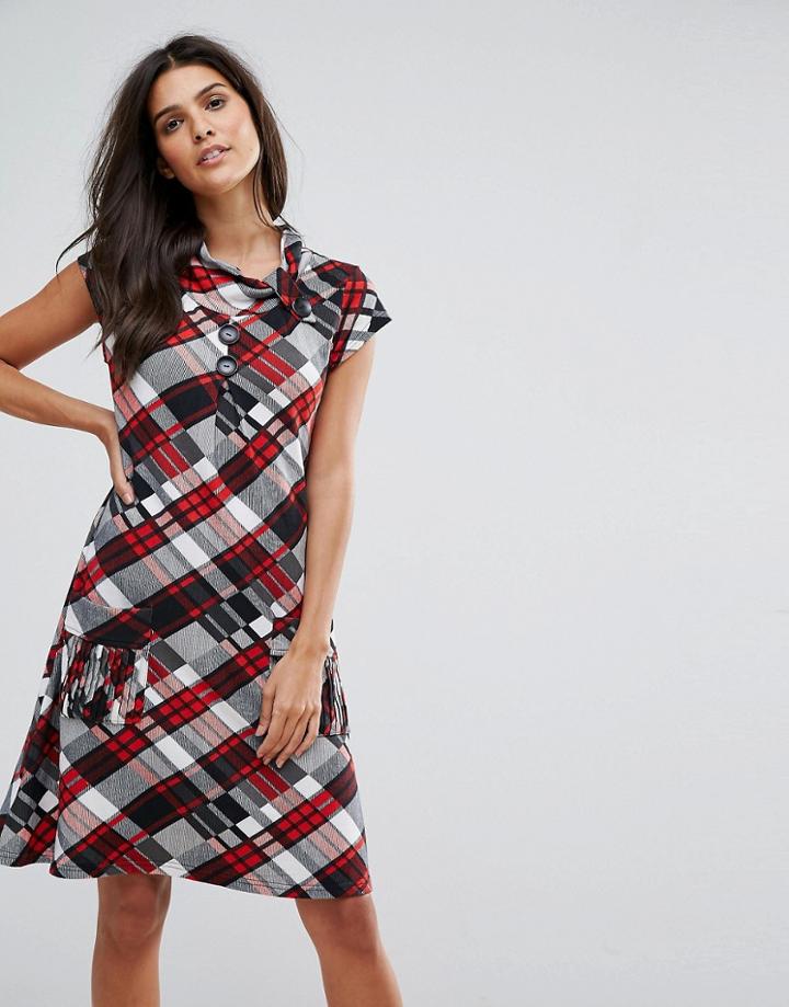 Jasmine Check Print Dress - Red