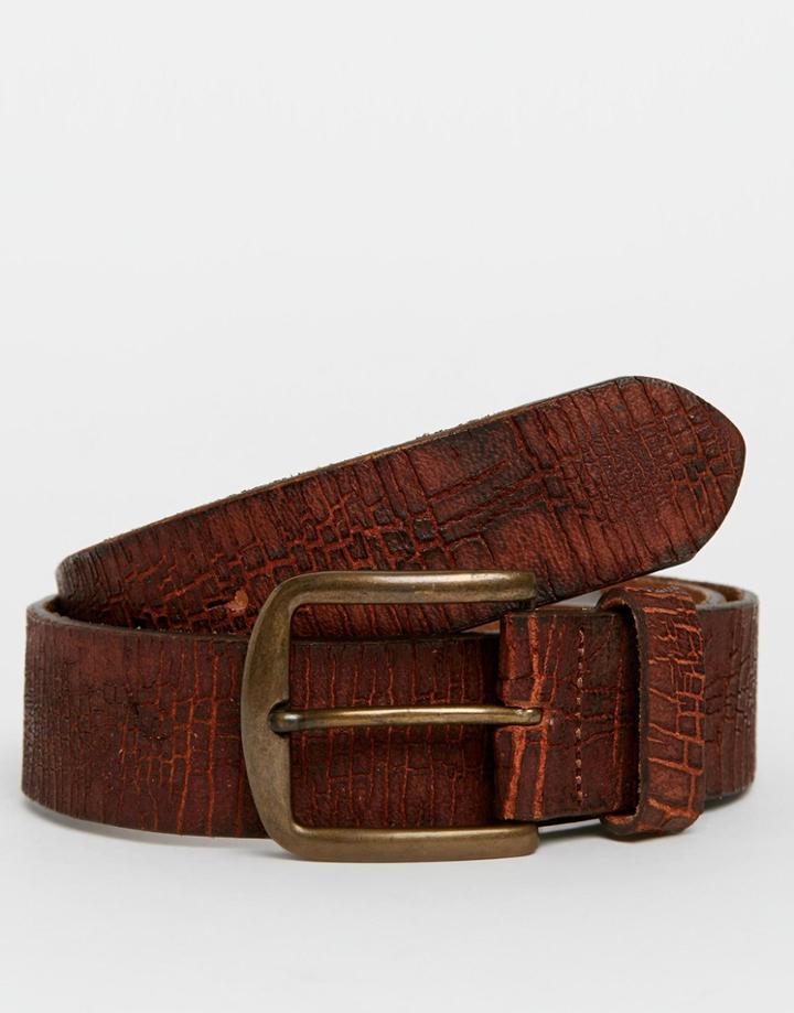 Racing Green Leather Casual Belt - Tan