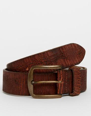Racing Green Leather Casual Belt - Tan