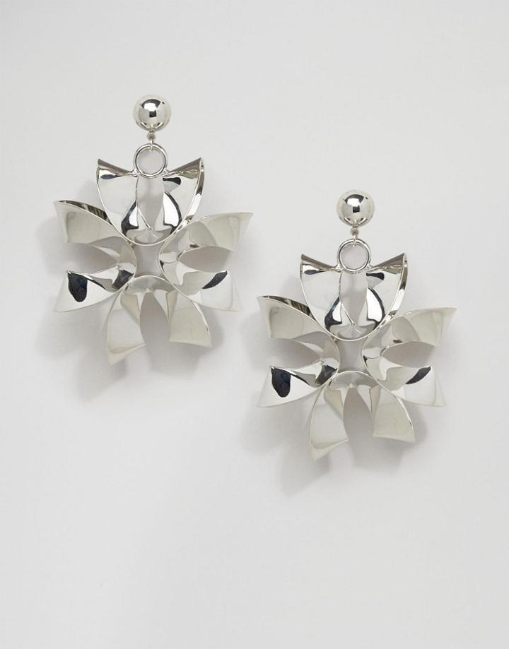 Asos Statement Decoration Earrings - Silver