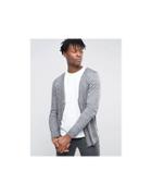Asos Textured Zip Up Cardigan - Gray